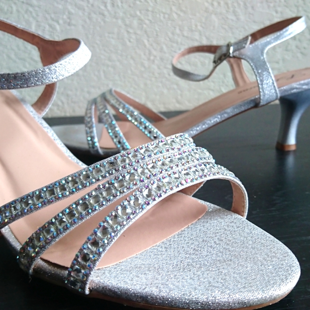 L Lorraine Silver Sparkely High Heels Stilletos
